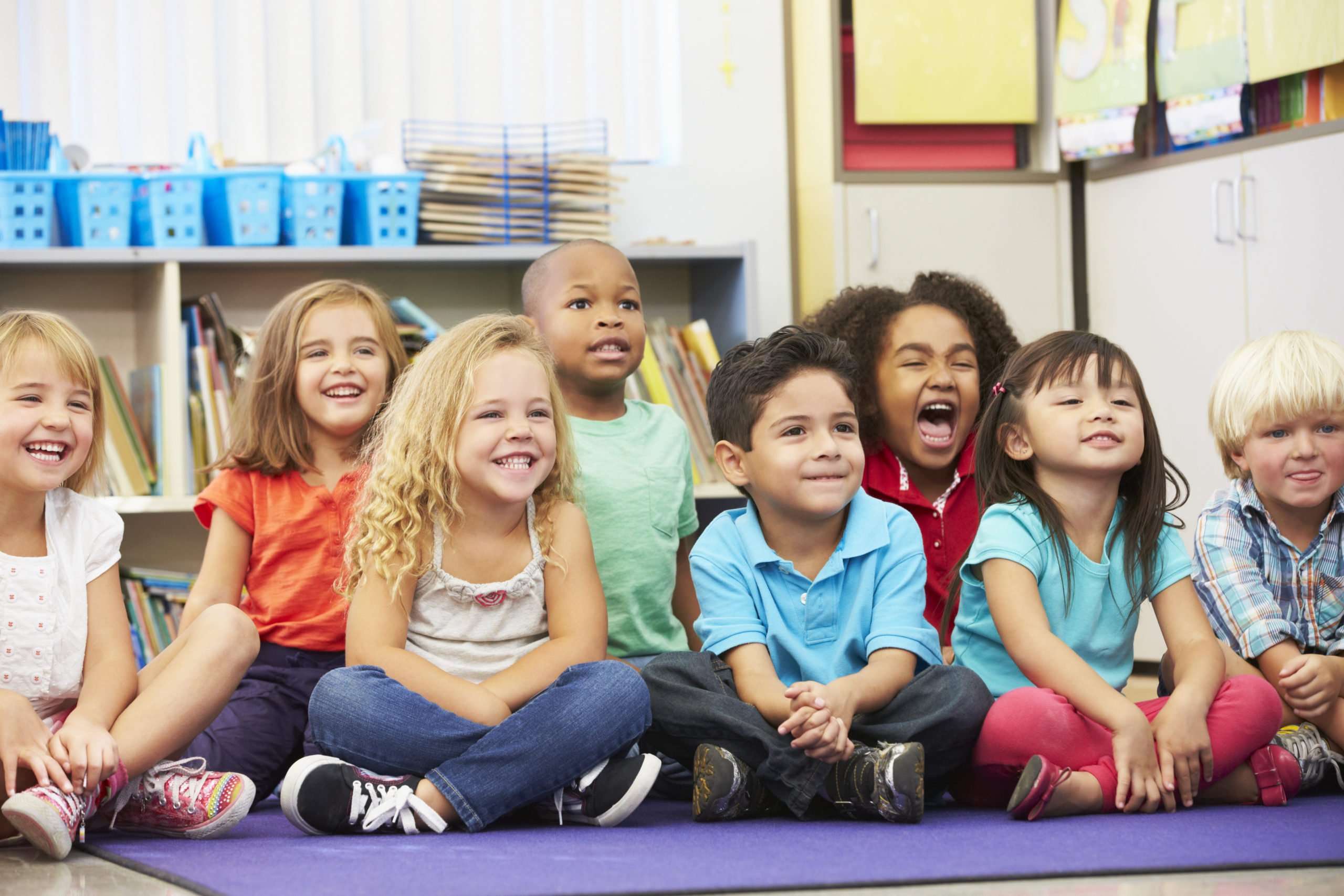 Group of Elementary Pupils In Classroom